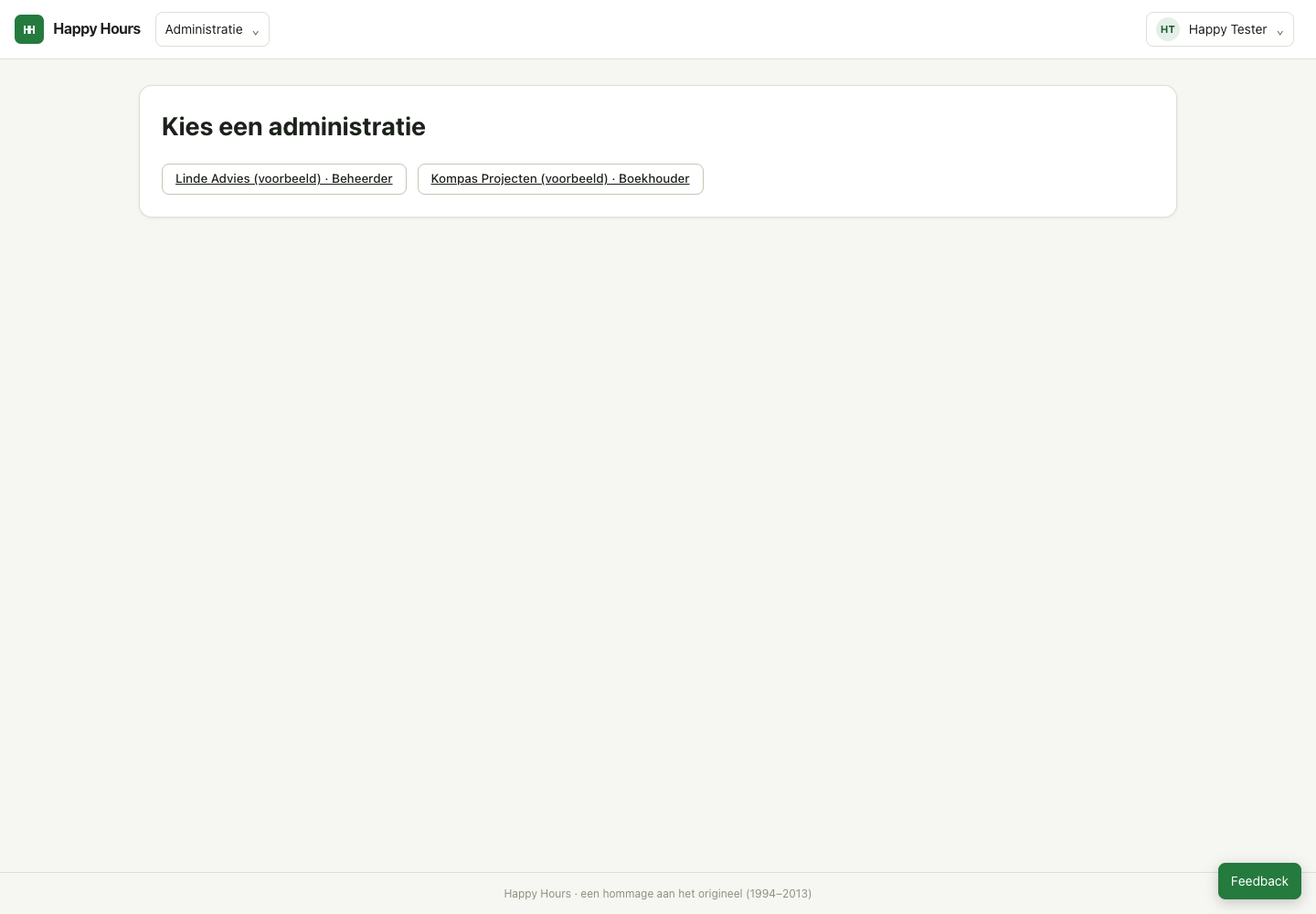Kies een administratie