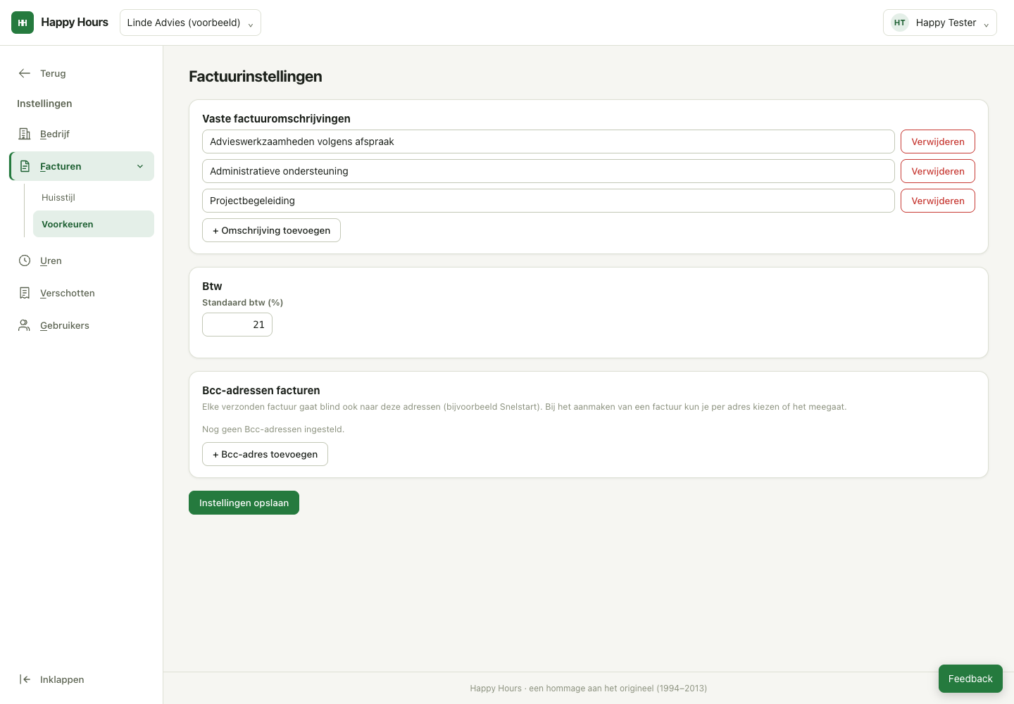 Factuurinstellingen